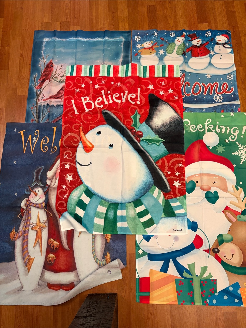 Holiday Snowman Santa Claus Decorative Garden Flag - 5
